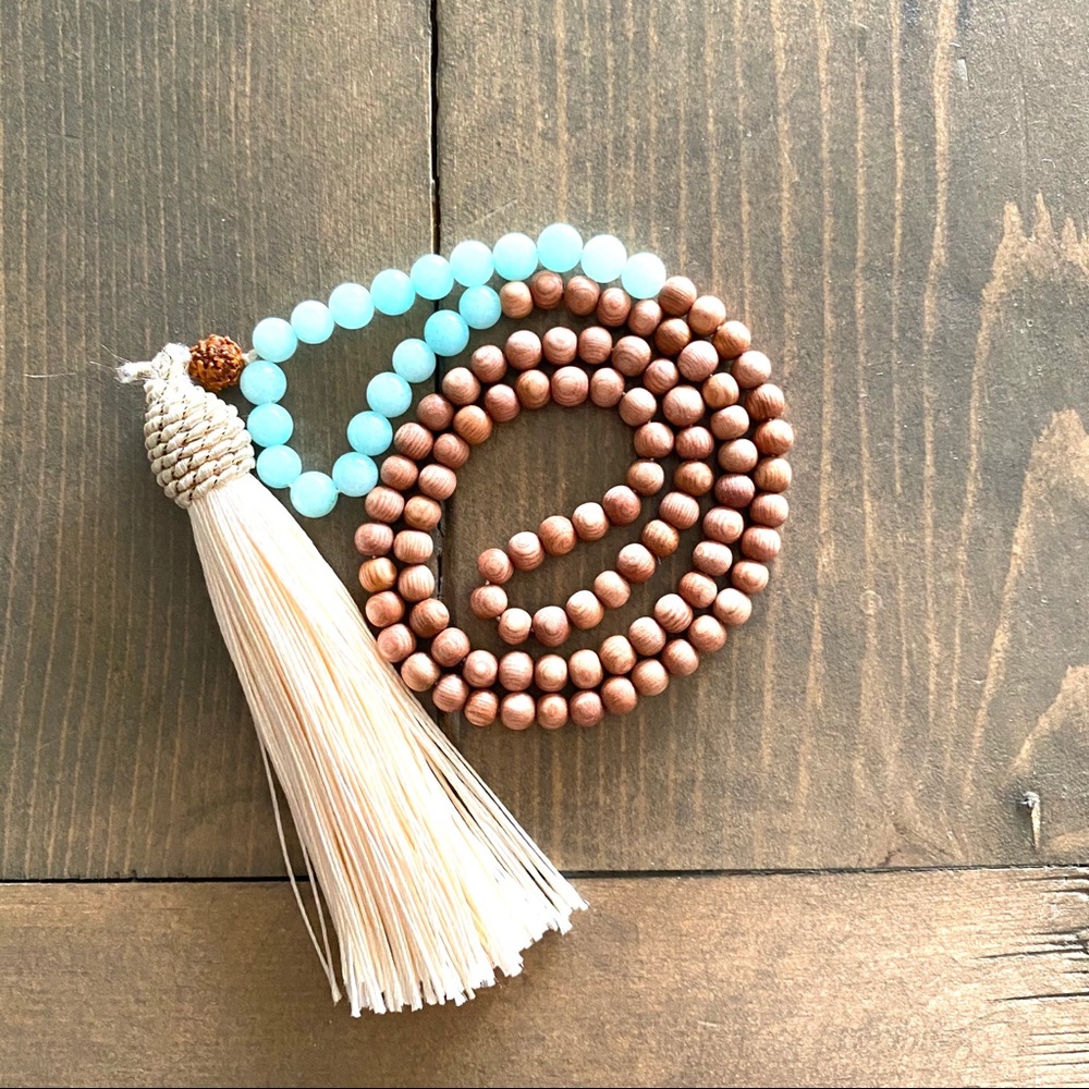 Amazonite & Rosewood Meditation Yoga Mala